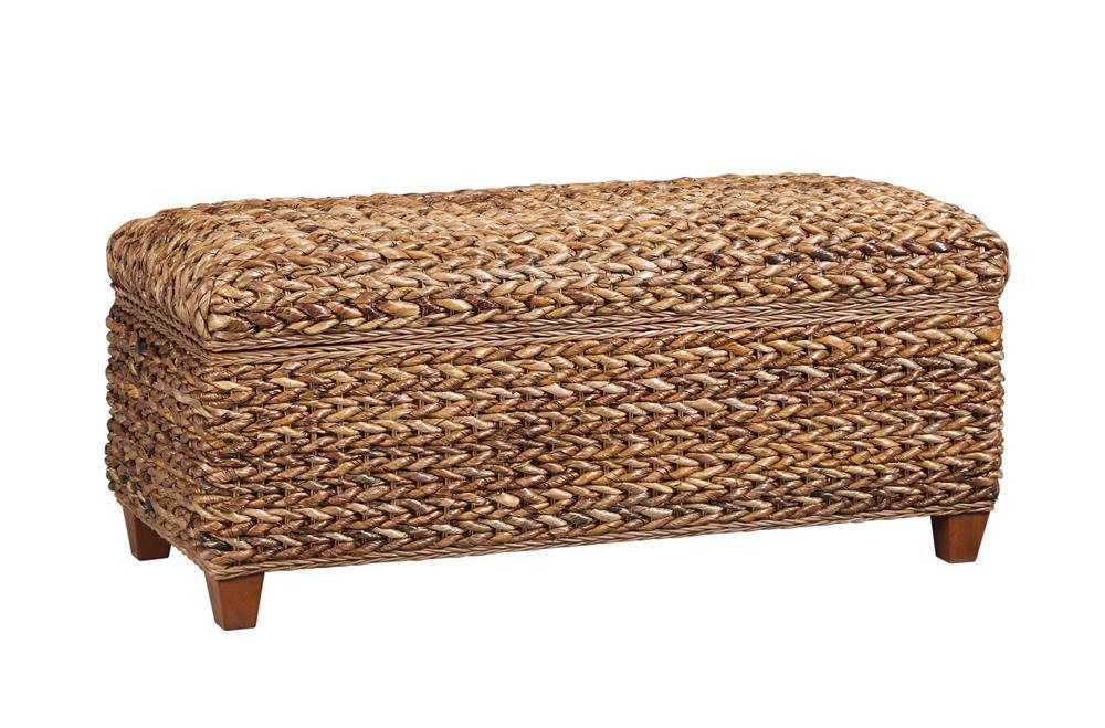 Laughton Hand-Woven Banana Leaf Storage Trunk Amber - Bench - Half Price Furniture