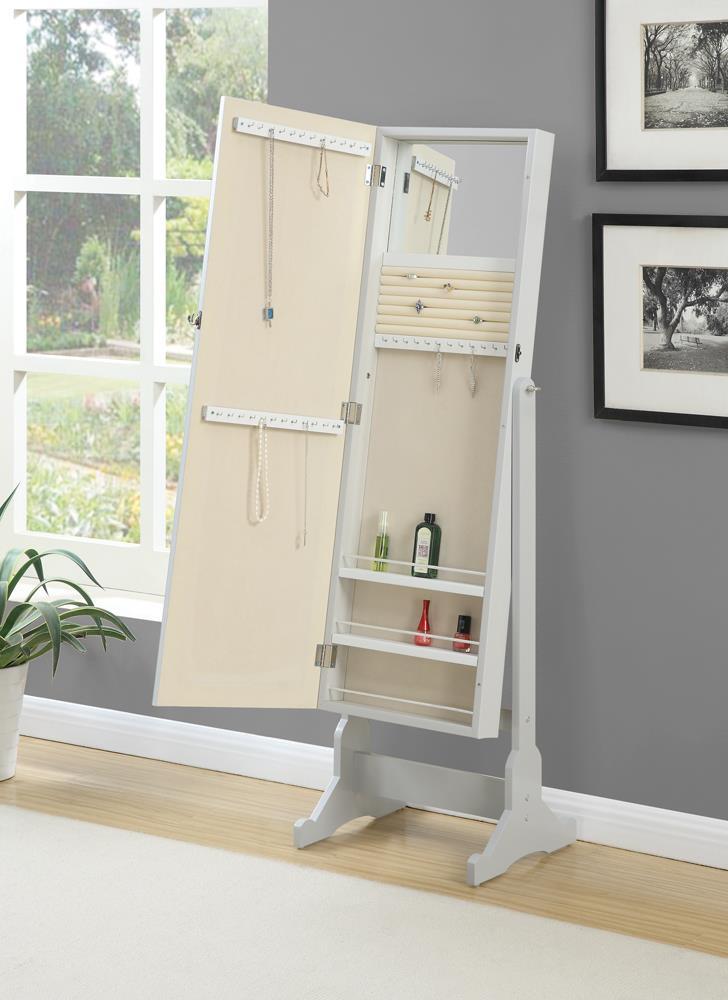 Yvonne Storage Jewelry Cheval Mirror Grey - Jewelry Armoire - Half Price Furniture