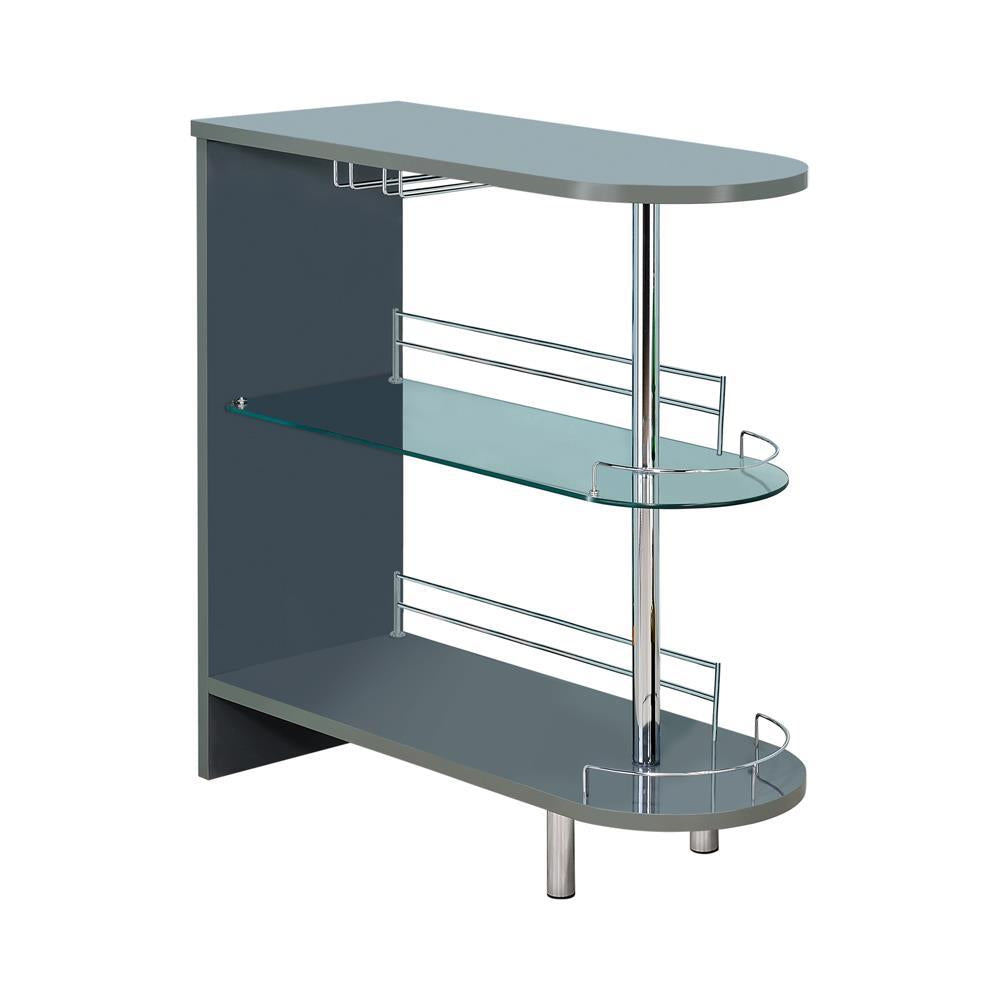 Adolfo 3-tier Bar Table Glossy Grey and Clear - Half Price Furniture