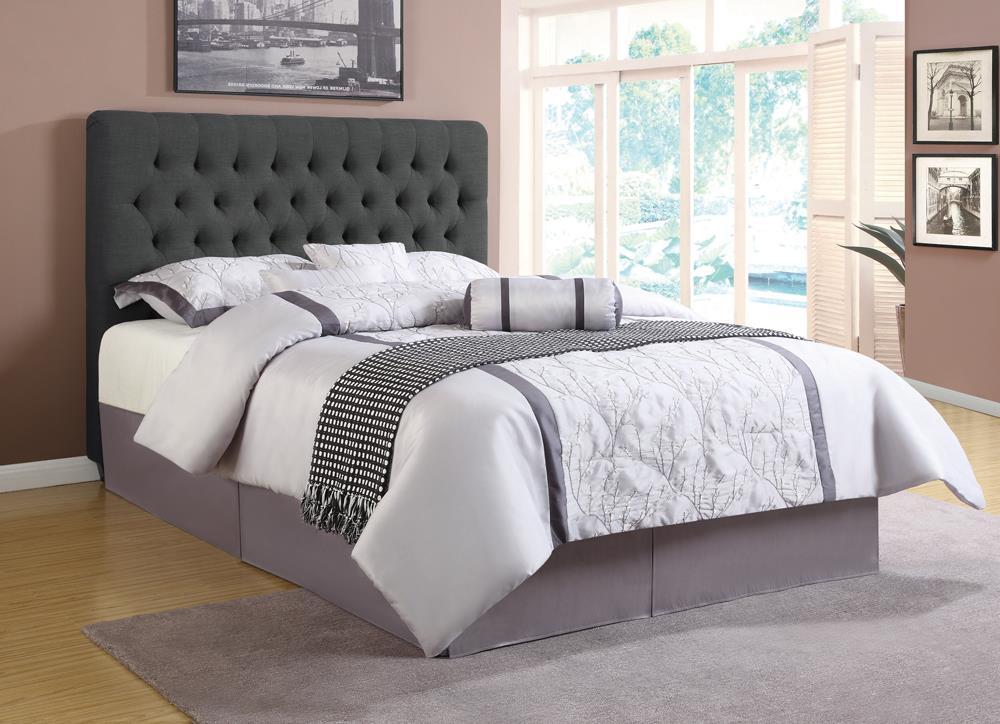 Chloe Tufted Upholstered Eastern King Bed Charcoal - Bed - Half Price Furniture