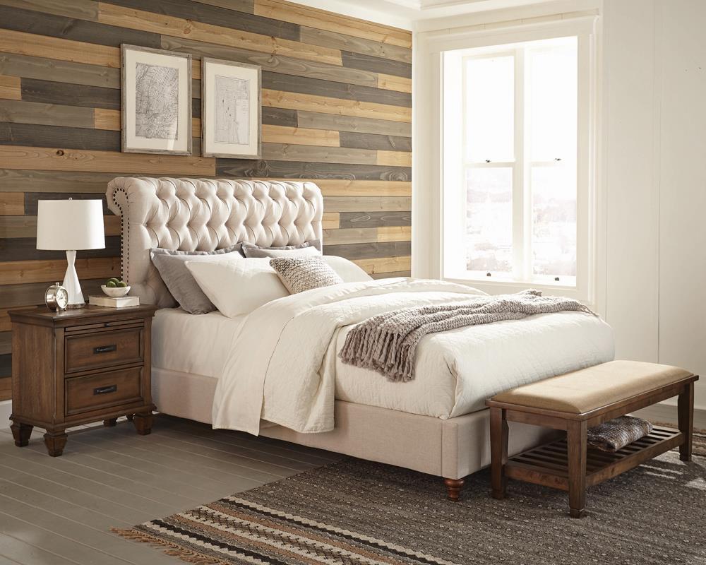 Devon Tufted Upholstered California King Bed Beige Half Price Furniture