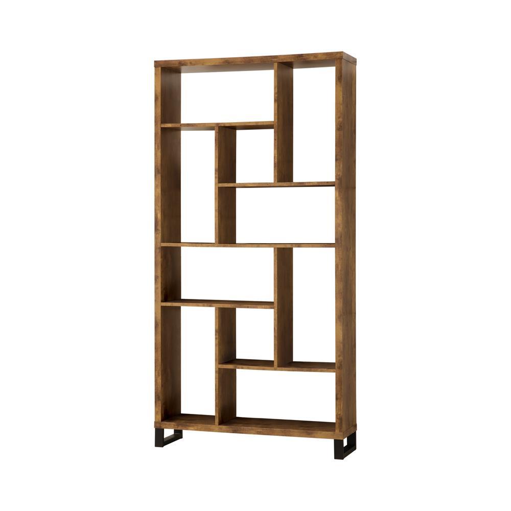 Delwin 10-shelf Bookcase Antique Nutmeg - Half Price Furniture