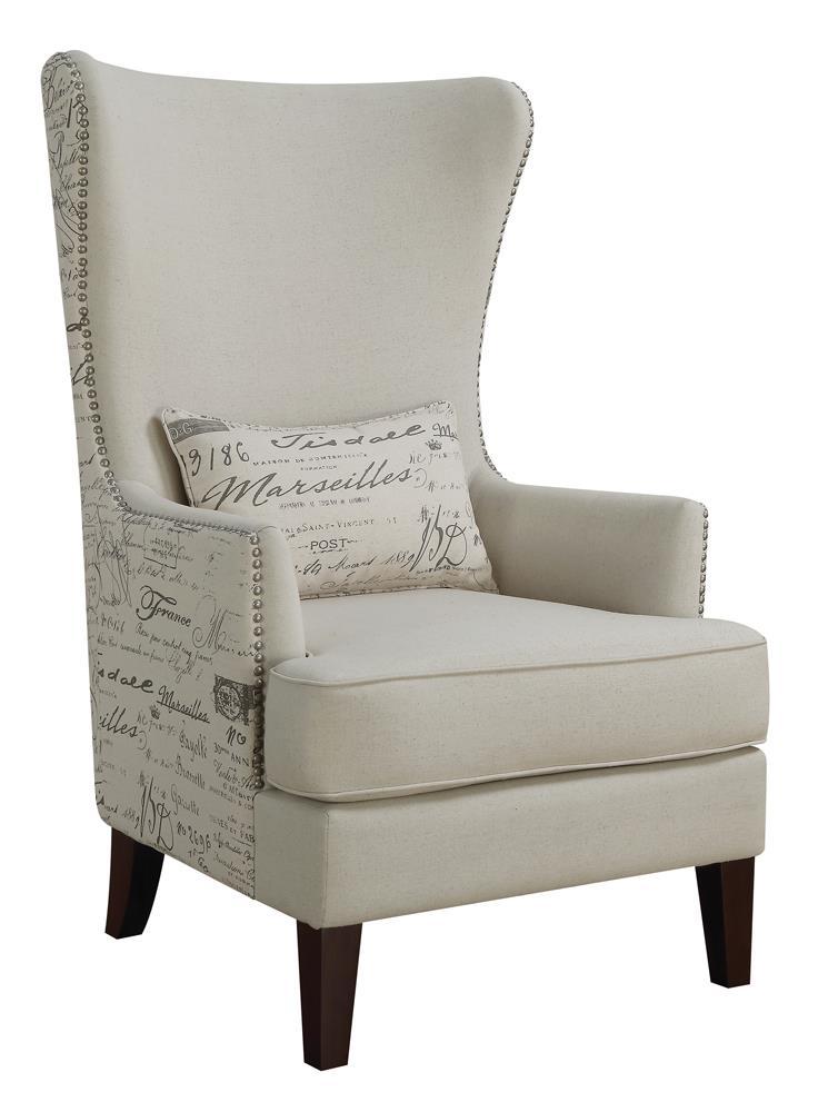 Pippin Curved Arm High Back Accent Chair Cream - Half Price Furniture