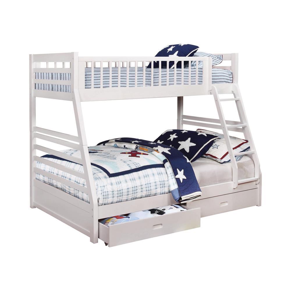 Ashton Twin Over Full 2-drawer Bunk Bed White - Half Price Furniture