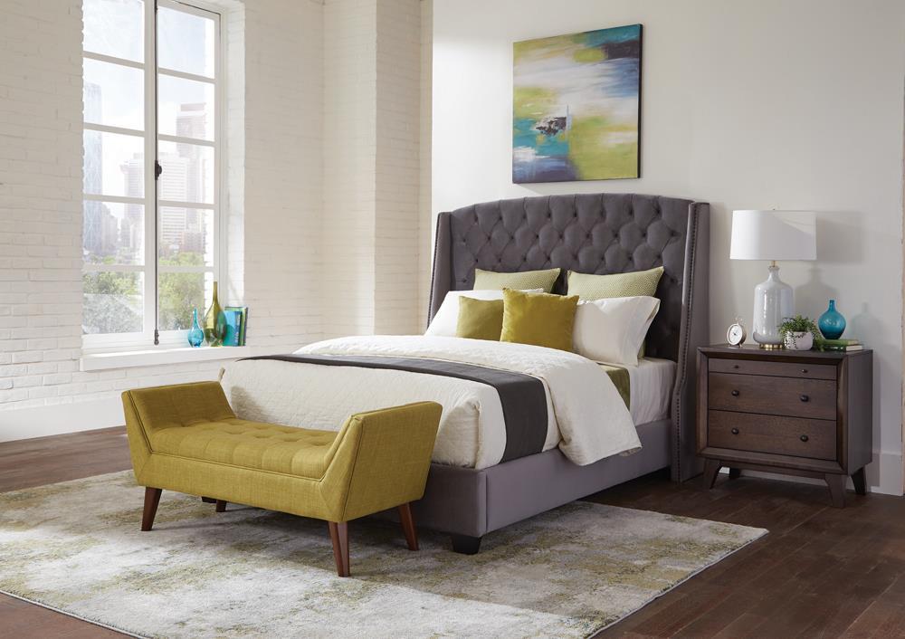 Pissarro Eastern King Tufted Upholstered Bed Grey Pissarro Eastern King Tufted Upholstered Bed Grey Half Price Furniture