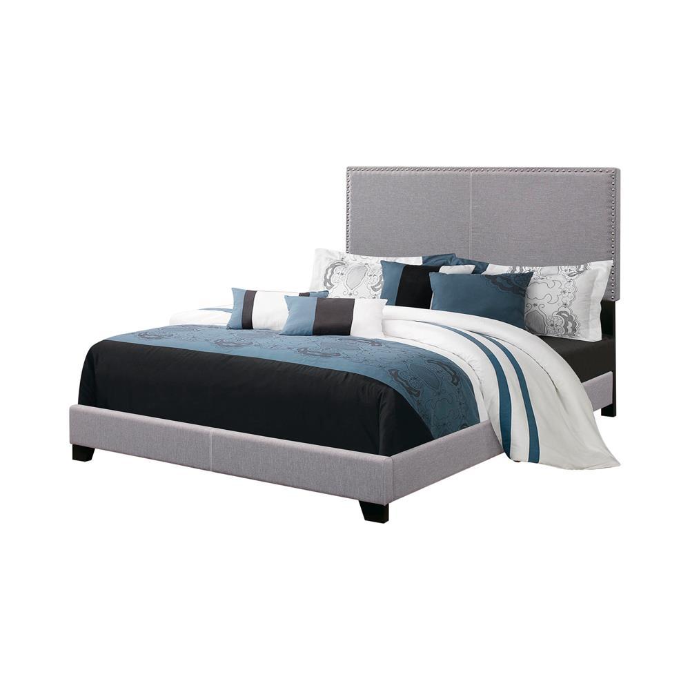 Boyd Eastern King Upholstered Bed with Nailhead Trim Grey - Bed - Half Price Furniture