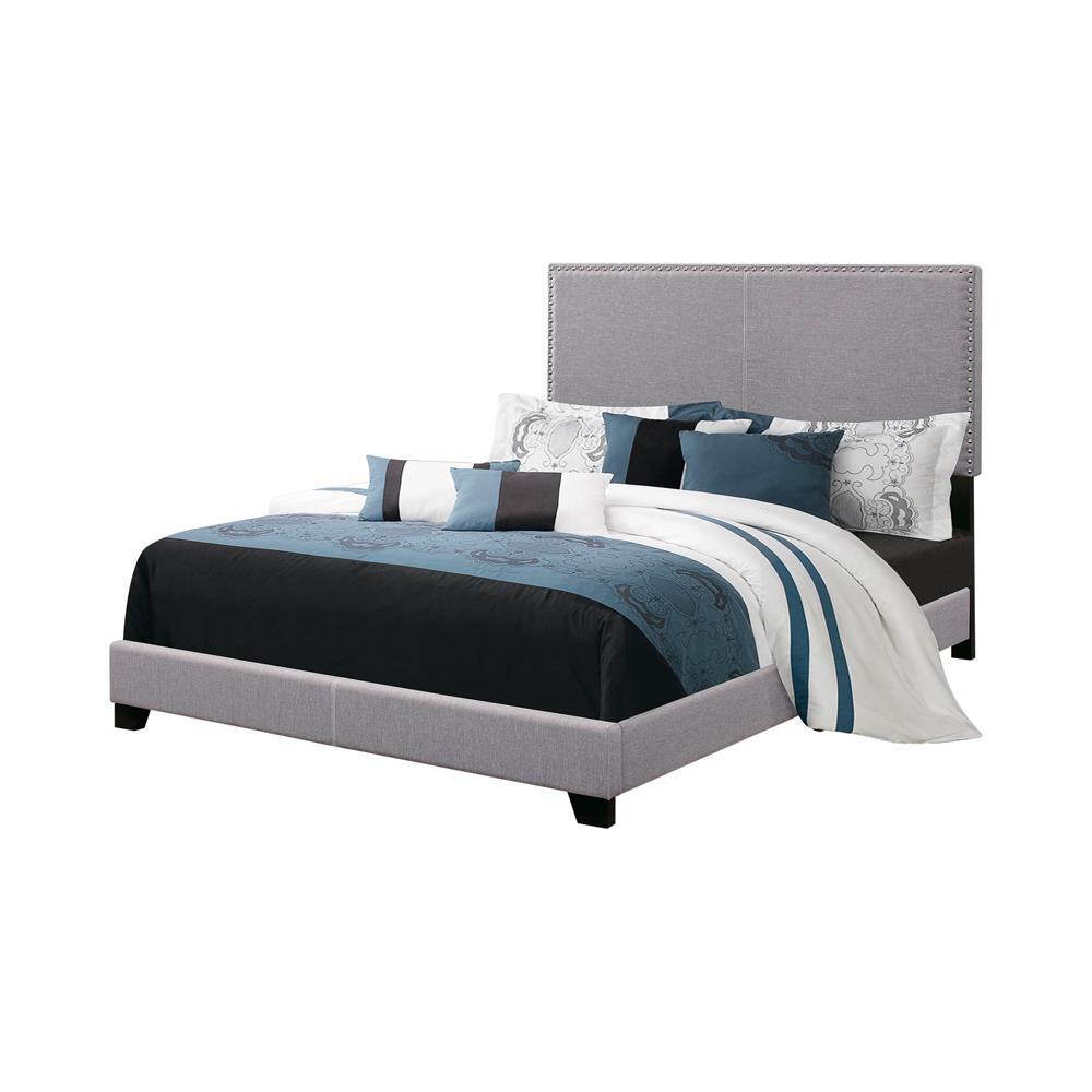 Boyd California King Upholstered Bed with Nailhead Trim Grey - Bed - Half Price Furniture