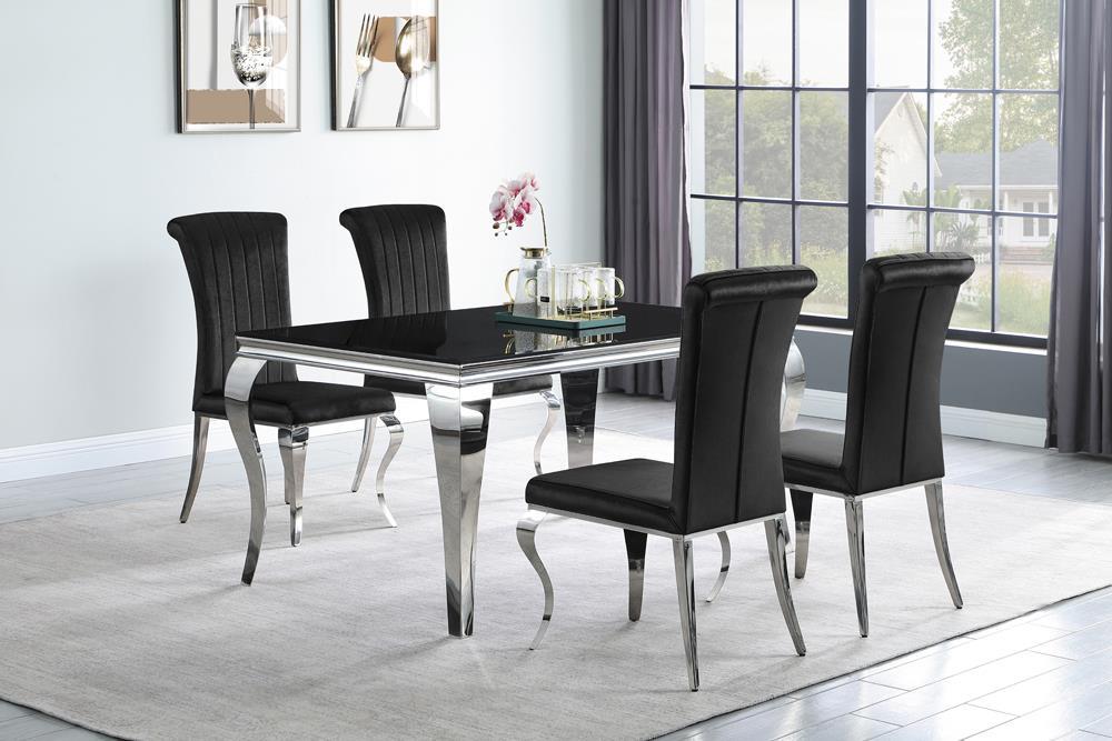 Carone Rectangular Dining Table Chrome and Black - Dining Table - Half Price Furniture