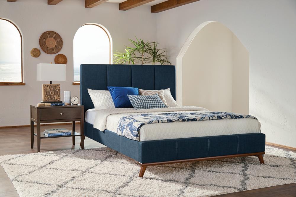 Charity Eastern King Upholstered Bed Blue - Bed - Half Price Furniture