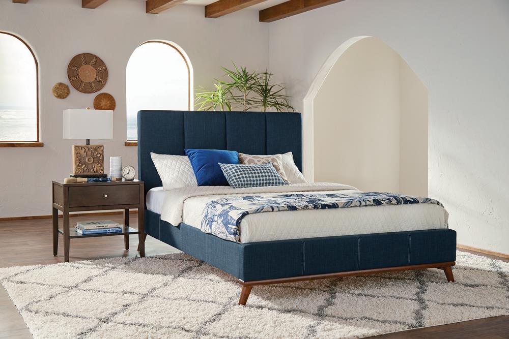 Charity Queen Upholstered Bed Blue - Bed - Half Price Furniture