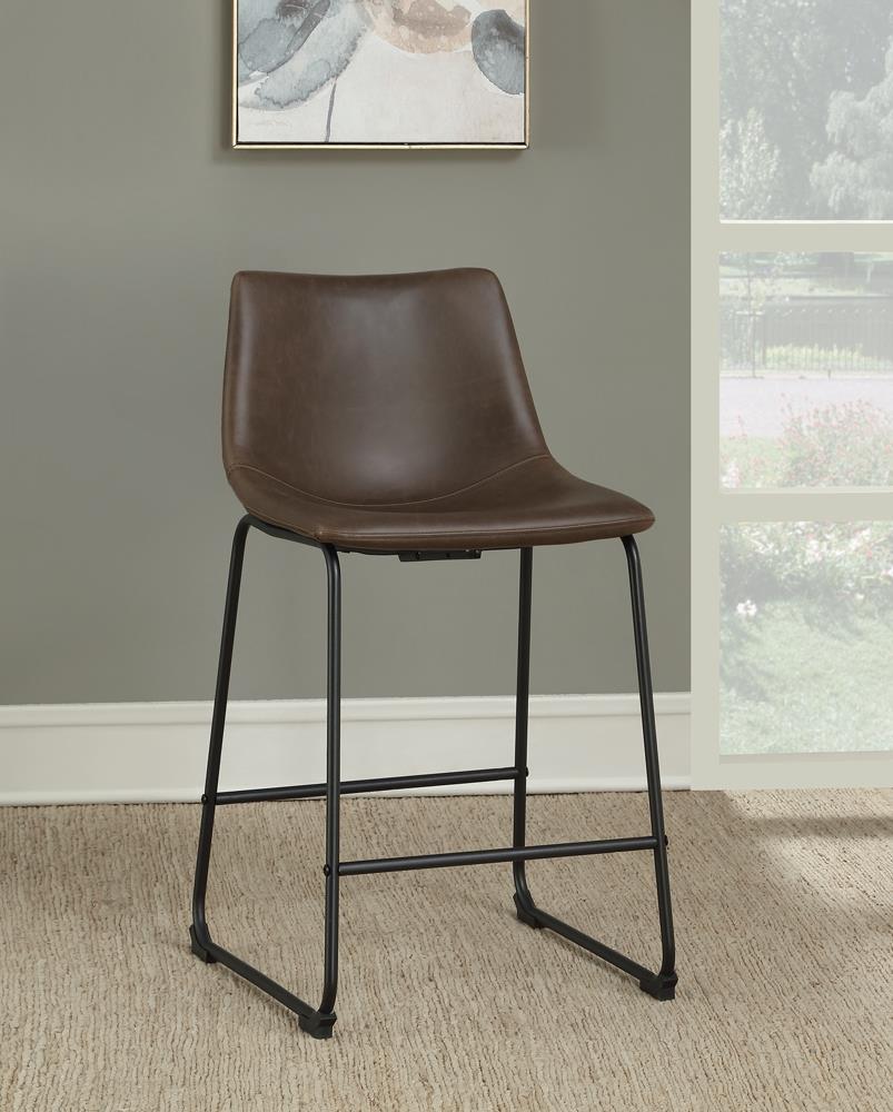 Michelle Armless Counter Height Stools Two-tone Brown and Black (Set of 2) - Barstool - Half Price Furniture