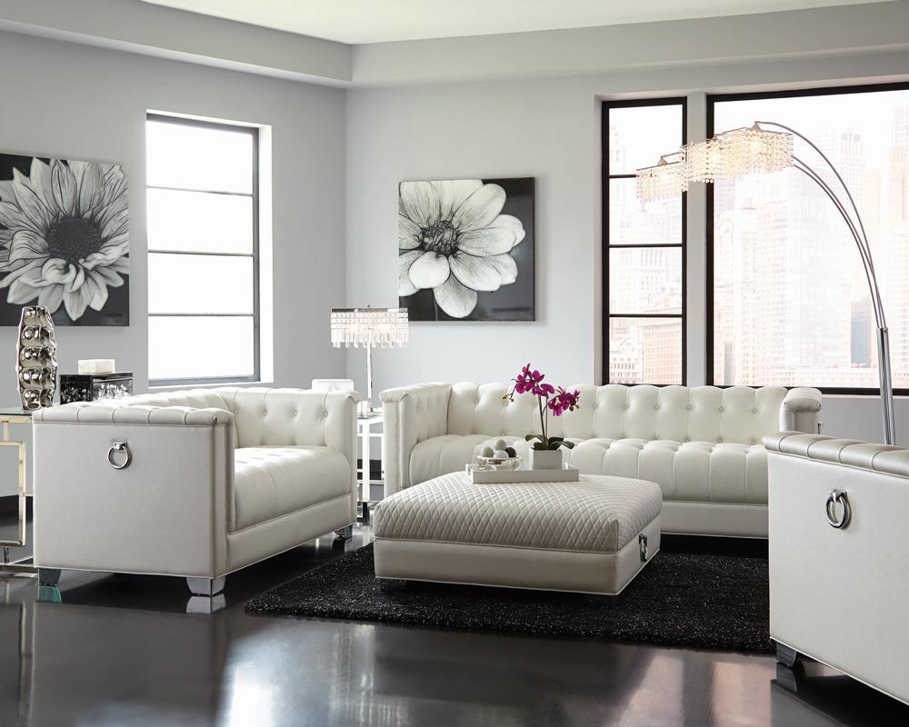 Chaviano Tufted Upholstered Sofa Pearl White  Las Vegas Furniture Stores