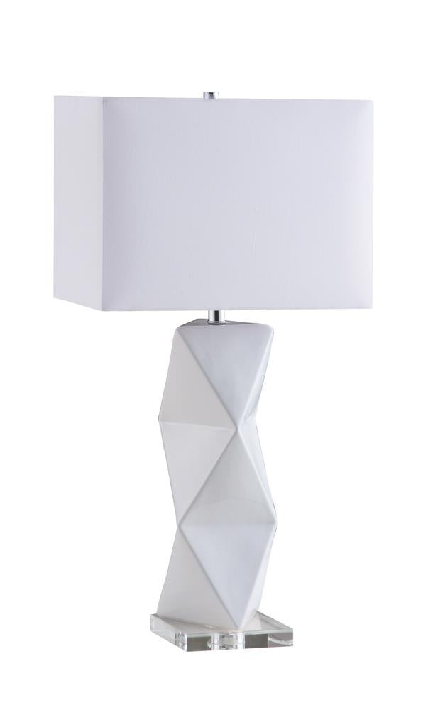 Camie Geometric Ceramic Base Table Lamp White - Half Price Furniture
