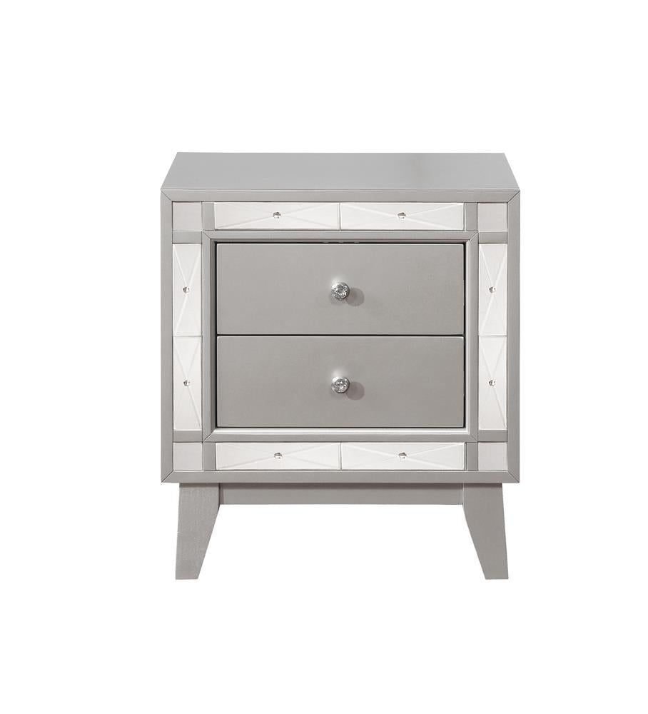 Leighton 2-drawer Nightstand Metallic Mercury - Nightstand - Half Price Furniture