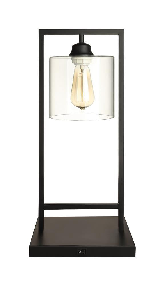 Shoto Glass Shade Table Lamp Black - Half Price Furniture