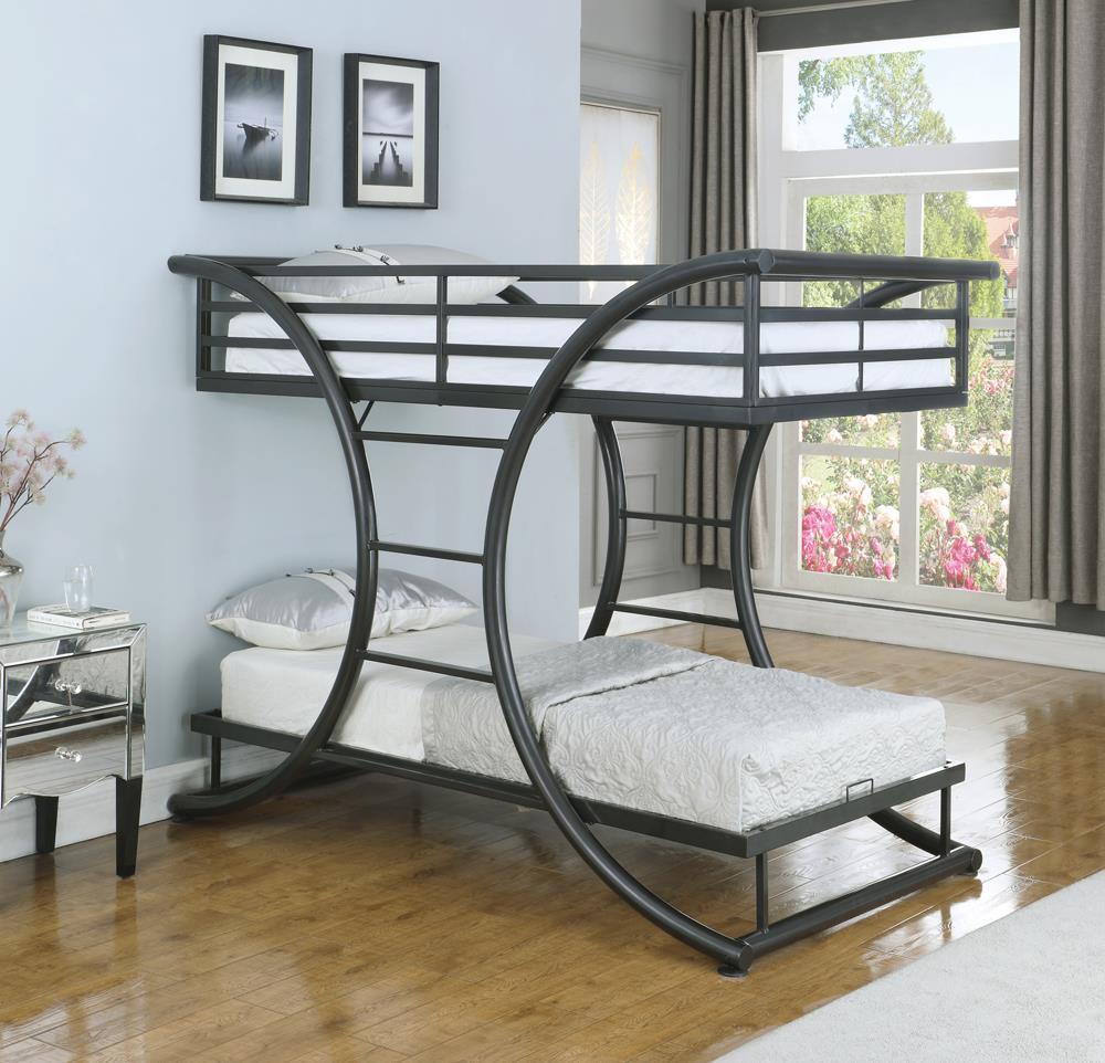 Stephan Twin Over Twin Bunk Bed Gunmetal - Bunk Bed - Half Price Furniture