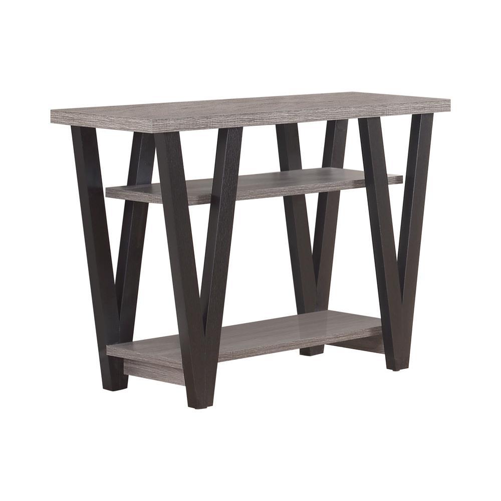 Stevens V-shaped Sofa Table Black and Antique Grey - Sofa Table - Half Price Furniture