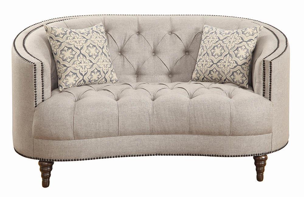 Avonlea Sloped Arm Upholstered Loveseat Trim Grey - Half Price Furniture
