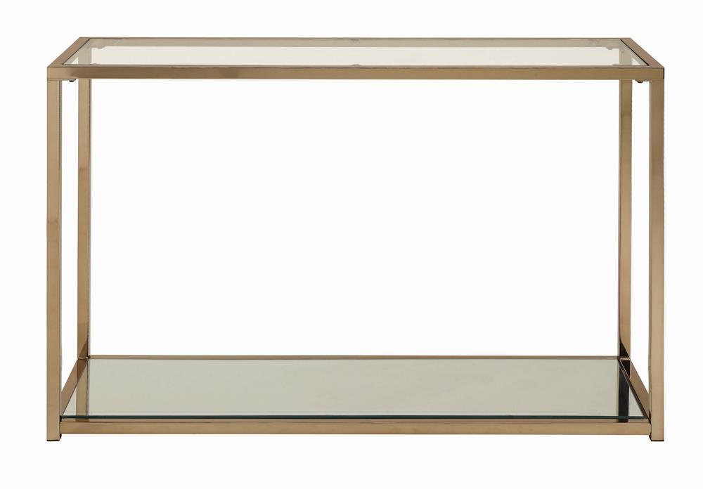 Cora Sofa Table with Mirror Shelf Chocolate Chrome Half Price Furniture