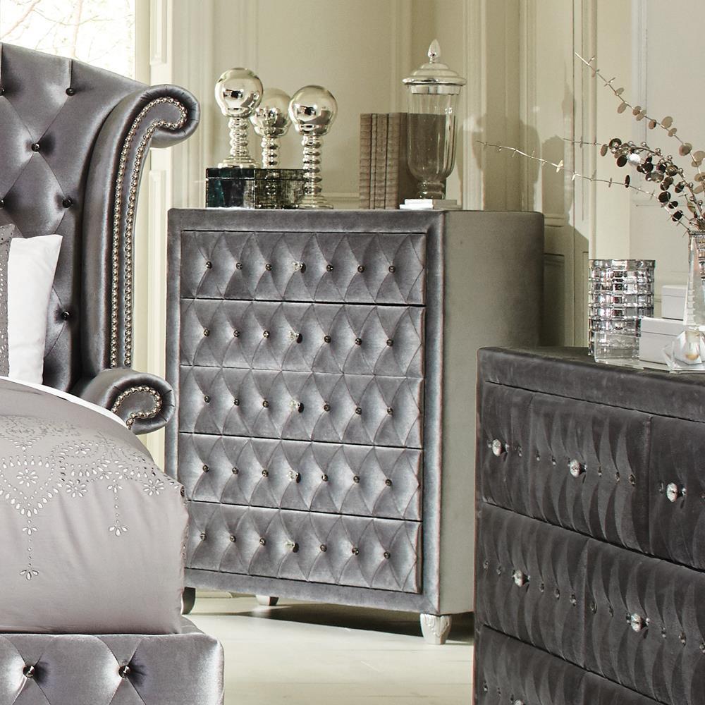 Deanna 5-drawer Rectangular Chest Grey - Chest - Half Price Furniture