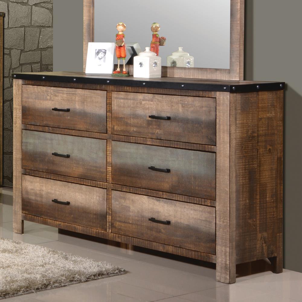 Sembene 6-drawer Dresser Antique Multi-color - Half Price Furniture