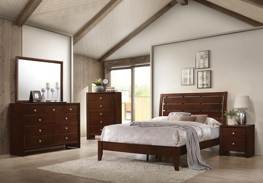 Serenity Full Panel Bed with Cut-out Headboard Rich Merlot - Half Price Furniture