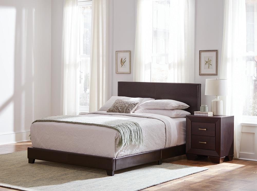 Dorian Upholstered California King Bed Brown - Bed - Half Price Furniture