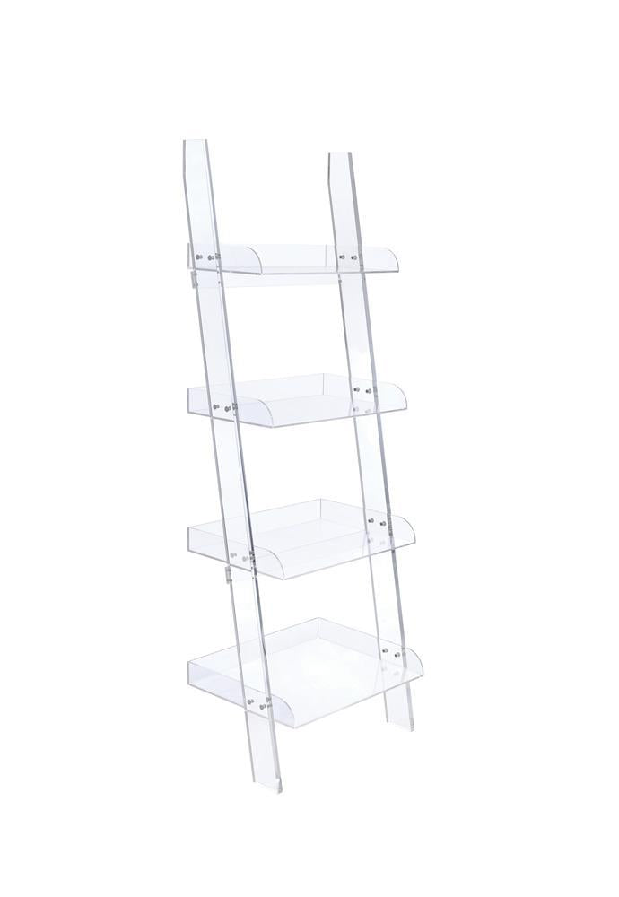 Amaturo 4-shelf Ladder Bookcase Clear - Bookcase - Half Price Furniture