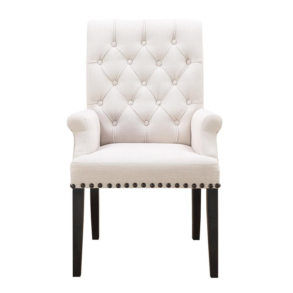 Alana Upholstered Arm Chair Beige and Smokey Black - Dining Chair - Half Price Furniture