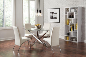 Beckham Round Dining Table Chrome and Clear Beckham Round Dining Table Chrome and Clear Half Price Furniture