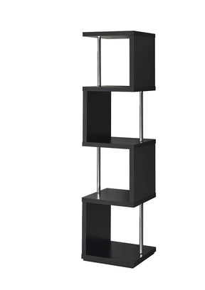 Baxter 4-shelf Bookcase Black and Chrome Baxter 4-shelf Bookcase Black and Chrome Half Price Furniture