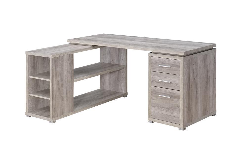 Yvette L-shape Office Desk Grey Driftwood Yvette L-shape Office Desk Grey Driftwood Half Price Furniture