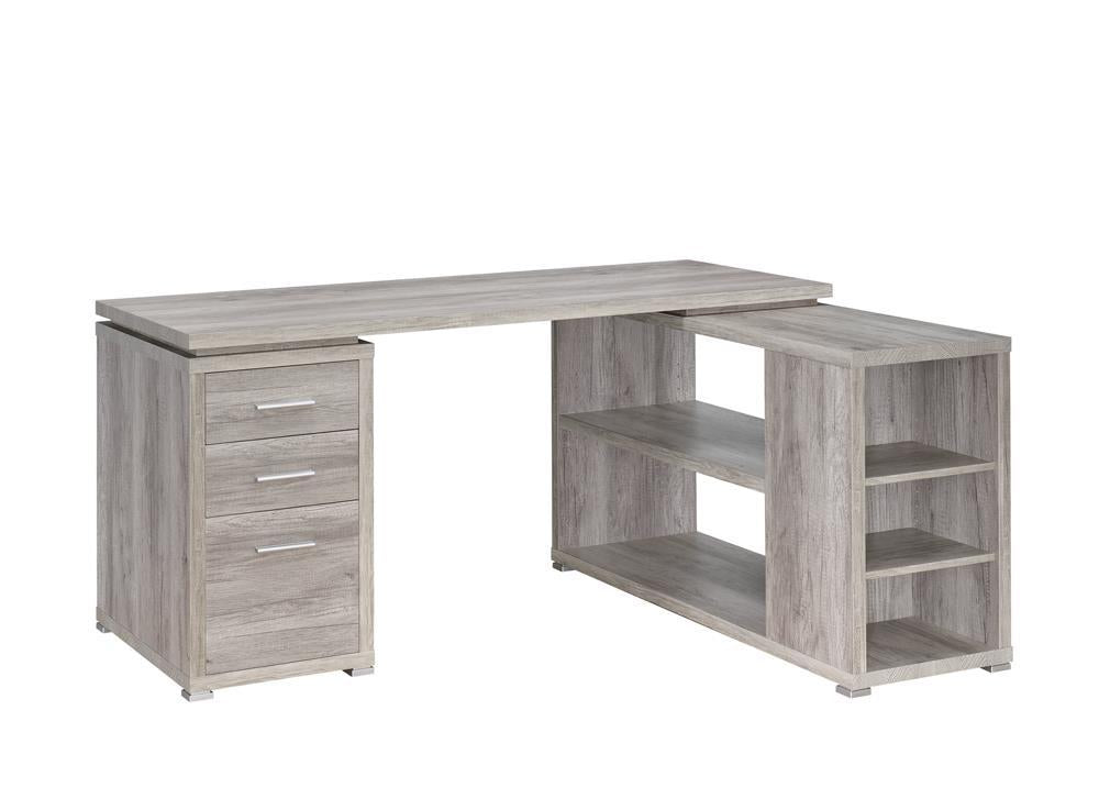 Yvette L-shape Office Desk Grey Driftwood Yvette L-shape Office Desk Grey Driftwood Half Price Furniture