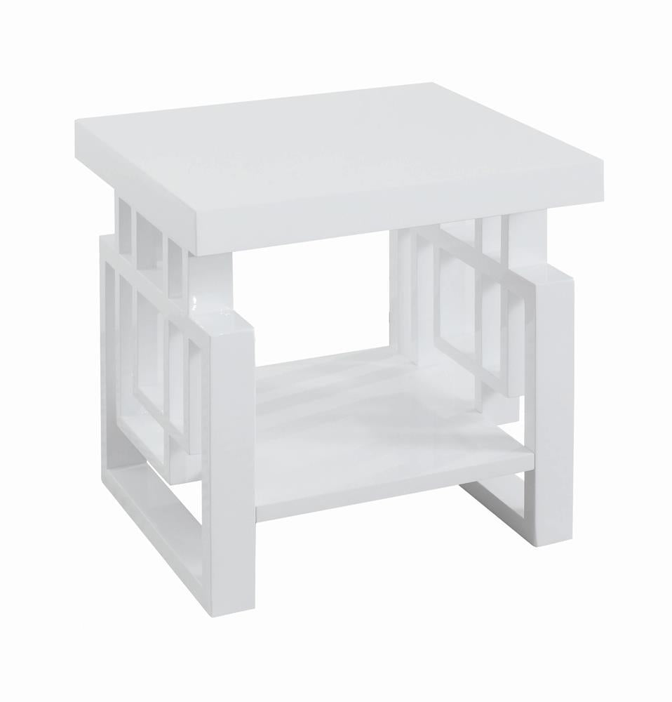 Schmitt Rectangular End Table High Glossy White  Las Vegas Furniture Stores