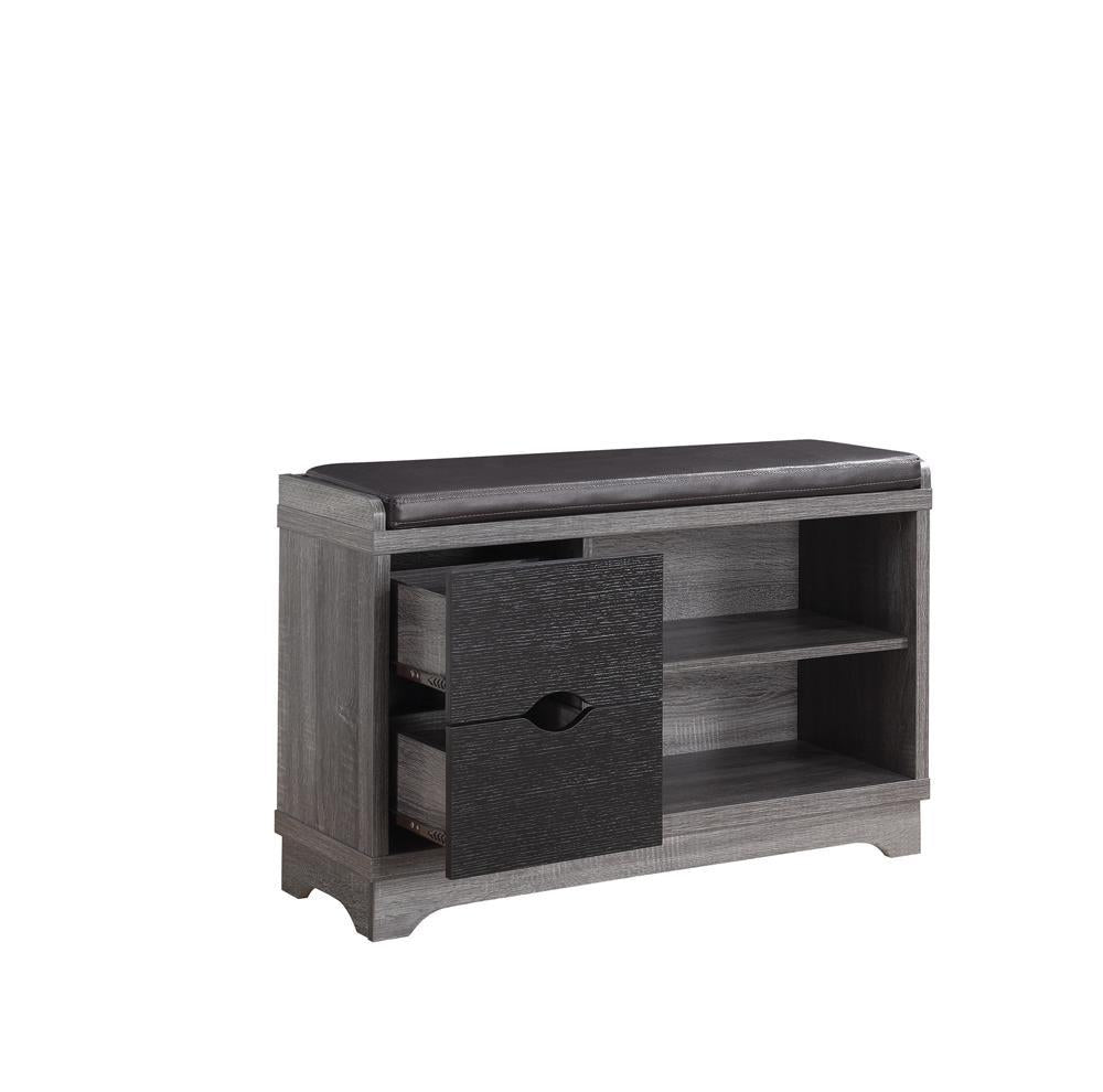Aylin 2-drawer Storage Bench Medium Brown and Black  Las Vegas Furniture Stores