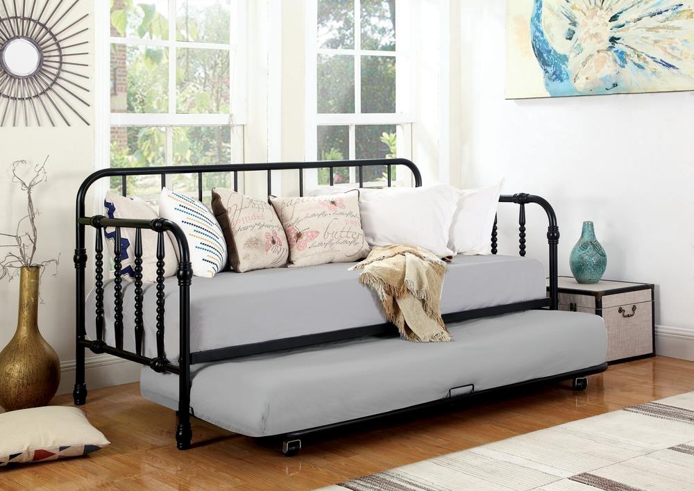 Marina Twin Metal Daybed with Trundle Black Marina Twin Metal Daybed with Trundle Black Half Price Furniture