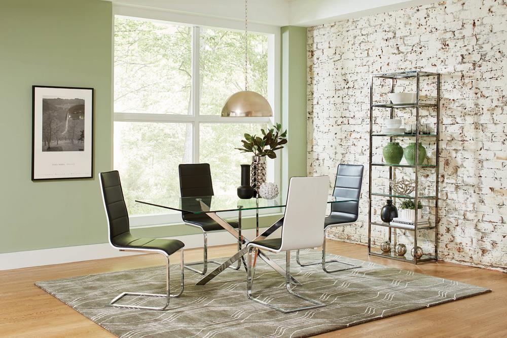 Carmelo X-shaped Dining Table Chrome and Clear Half Price Furniture