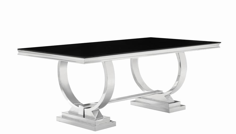 Antoine Rectangular Dining Table Chrome and Black - Half Price Furniture