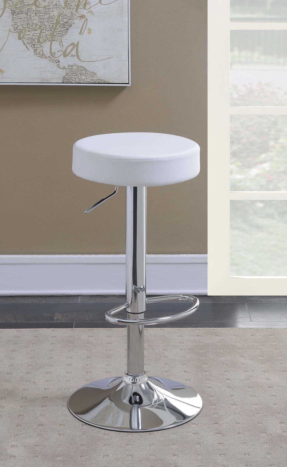 Ramses Adjustable Backless Bar Stool Chrome and White - Barstool - Half Price Furniture