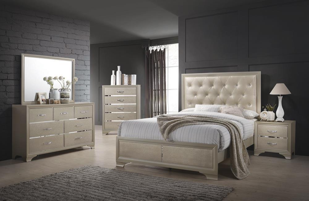 Beaumont Upholstered Queen Bed Champagne - Bed - Half Price Furniture