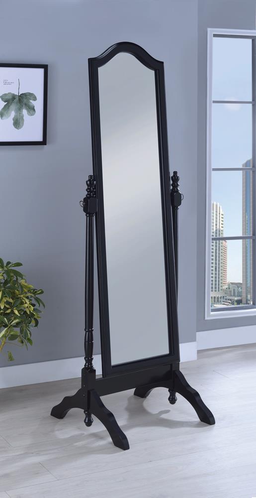 Cabot Rectangular Cheval Mirror with Arched Top Black - Mirror - Half Price Furniture