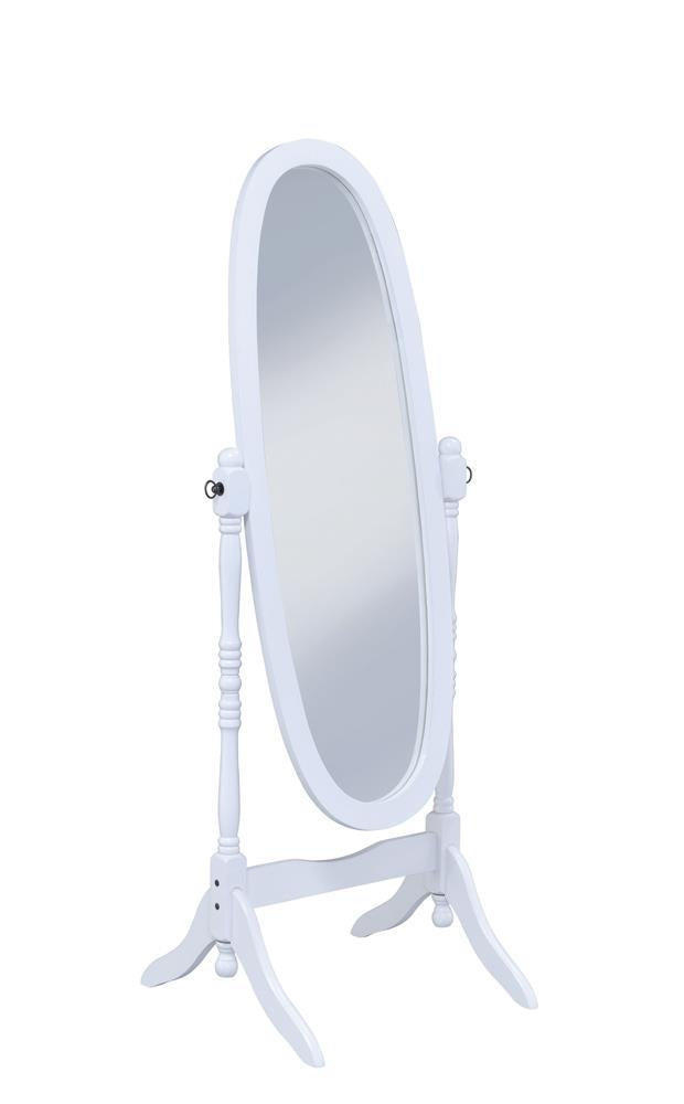 Foyet Oval Cheval Mirror White - Half Price Furniture