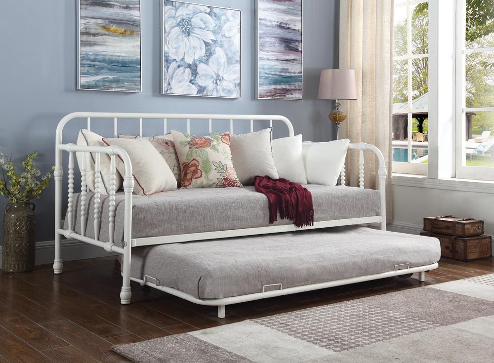 Marina Twin Metal Daybed with Trundle White Marina Twin Metal Daybed with Trundle White Half Price Furniture
