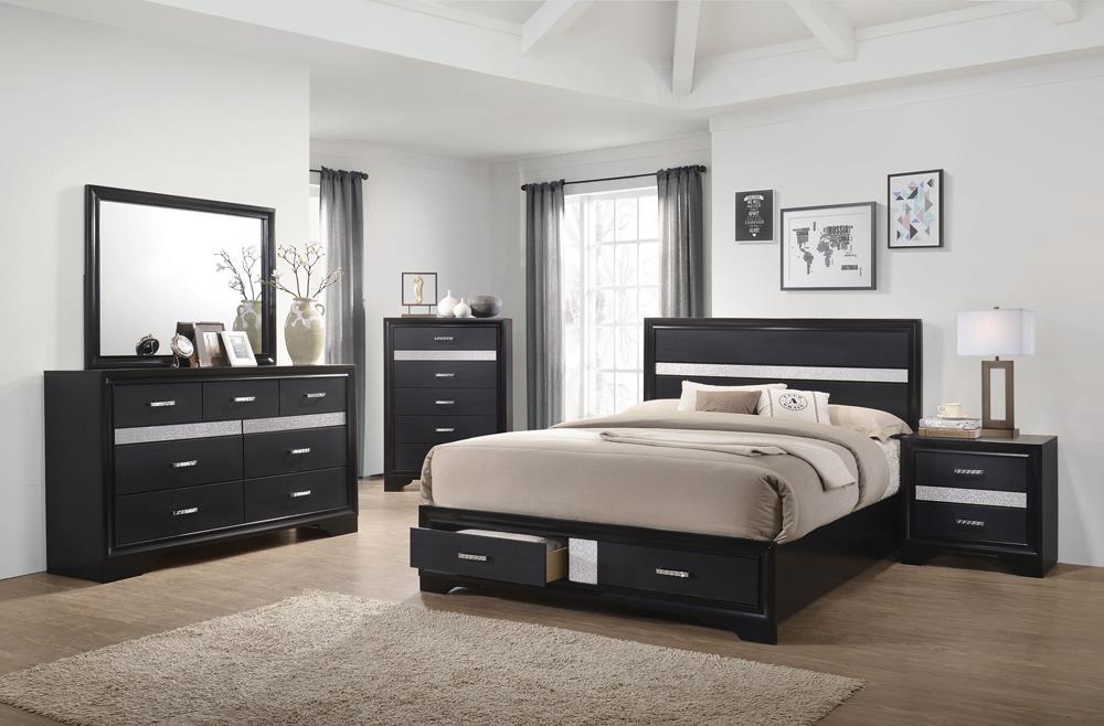 Miranda Eastern King 2-drawer Storage Bed Black  Las Vegas Furniture Stores
