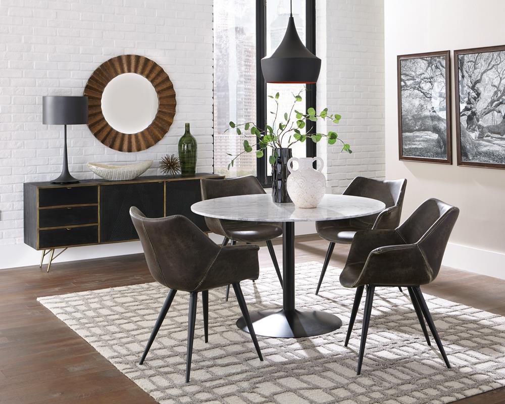 Bartole Round Dining Table White and Matte Black  Las Vegas Furniture Stores