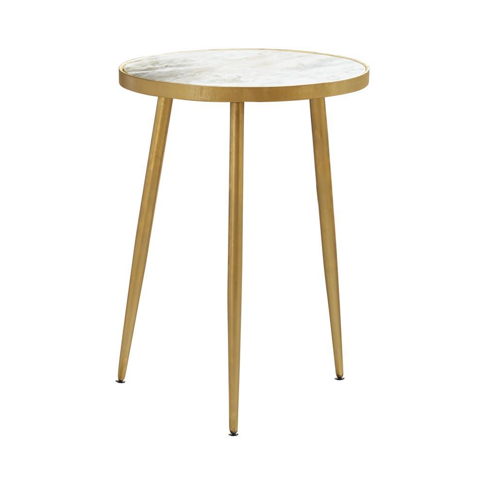 Acheson Round Accent Table White and Gold Half Price Furniture