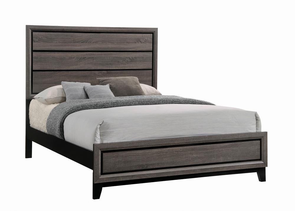 Watson Queen Bed Grey Oak and Black - Bed - Half Price Furniture