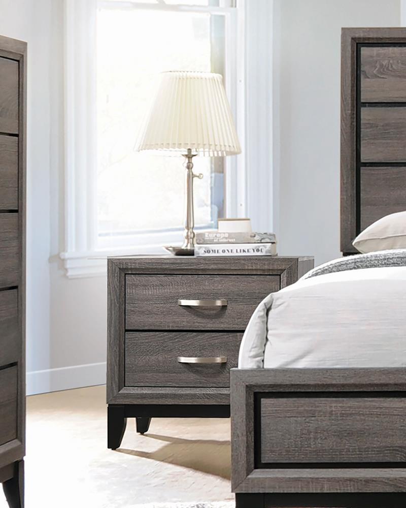 Watson 2-drawer Nightstand Grey Oak and Black - Half Price Furniture