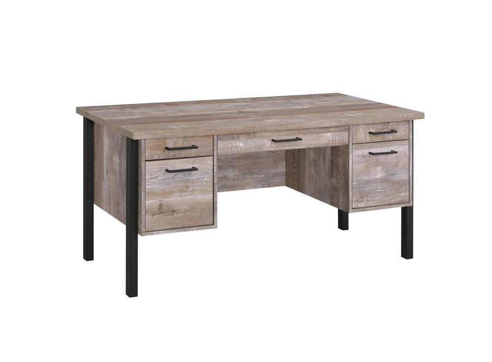 Samson 4-drawer Office Desk Weathered Oak  Las Vegas Furniture Stores