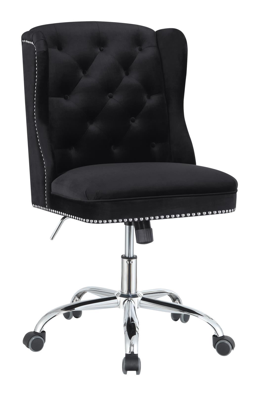 Julius Upholstered Tufted Office Chair Black and Chrome Julius Upholstered Tufted Office Chair Black and Chrome Half Price Furniture